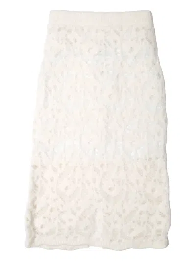 Muller Of Yoshiokubo Open-work Knit Skirt In White