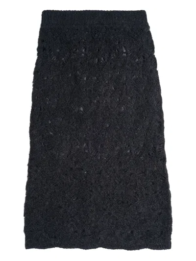 Muller Of Yoshiokubo Openwork Midi Skirt In Black