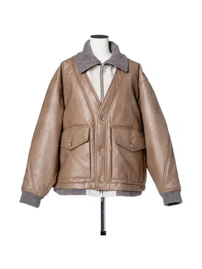 Muller Of Yoshiokubo Padded Bomber Jacket In Brown