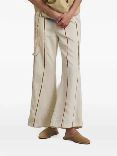 Muller Of Yoshiokubo Picot Embroidered-detail Flared Trousers In Neutral