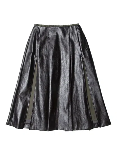 Muller Of Yoshiokubo Pleated Midi Skirt In Black