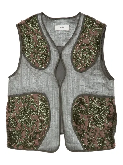 Muller Of Yoshiokubo Radiant Sequin-embellished Sleeveless Vest In Green