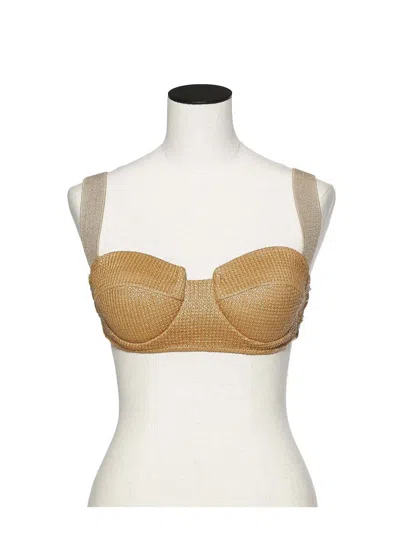Muller Of Yoshiokubo Raffia-effect Bikini Top In Black