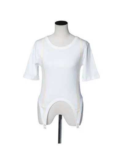 Muller Of Yoshiokubo Ribbed-knit Short-sleeve T-shirt In White