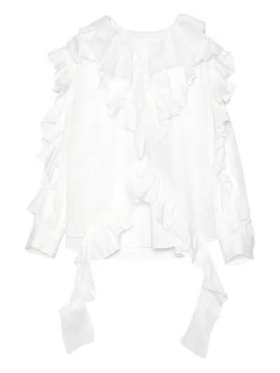 Muller Of Yoshiokubo Ruffled Cotton Blouse In White