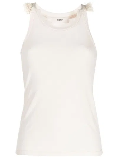 Muller Of Yoshiokubo Ruffled Sleeveless Tank Top In Neutrals