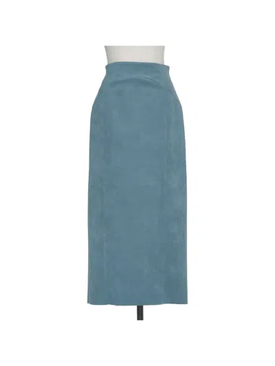 Muller Of Yoshiokubo Saddle Straight Midi Skirt In Blue