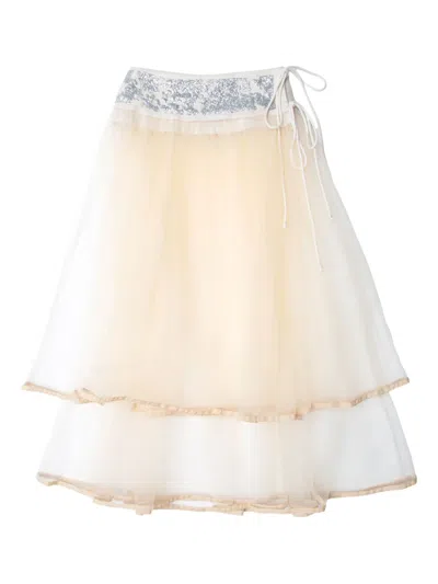 Muller Of Yoshiokubo Sequin-embellished Tulle Skirt In Neutral