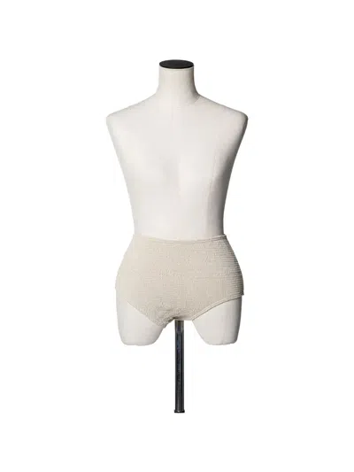 Muller Of Yoshiokubo Shirred Bumpy Bikini Shorts In Neutral