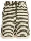 Muller Of Yoshiokubo Stripe-pattern Cotton Shorts In Green