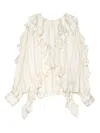 Muller Of Yoshiokubo Striped Ruffled Blouse In Neutral