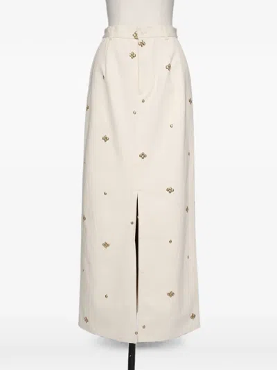 Muller Of Yoshiokubo Stud-embellished Front-slit Maxi Skirt In Brown