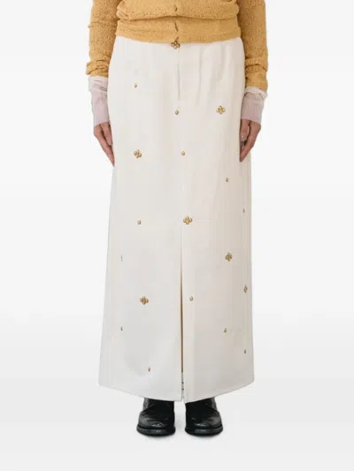 Muller Of Yoshiokubo Stud-embellished Maxi Skirt In White