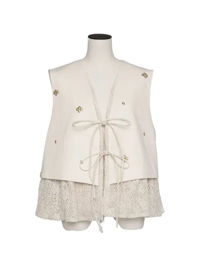 Muller Of Yoshiokubo Stud-embellished Tie-fastening Vest In Orange