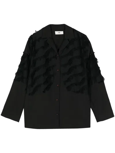 Muller Of Yoshiokubo Surge Fringed Shirt In Black
