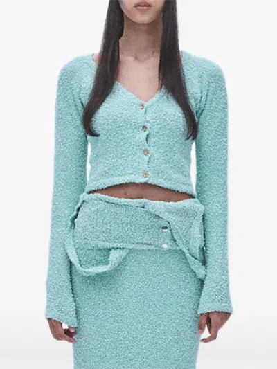 Muller Of Yoshiokubo Textured-knit V-neck Cardigan In Blue