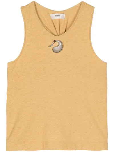 Muller Of Yoshiokubo Twist-detailing Cotton Tank Top In Yellow