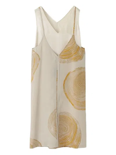 Muller Of Yoshiokubo Woody V-neck Printed Mini Dress In Neutral