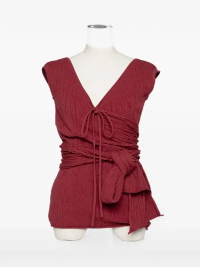 Muller Of Yoshiokubo Wrap-tie Sleeveless Vest In Red