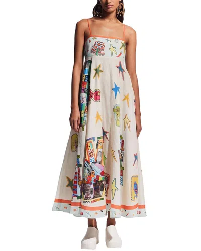 Multi Esea Linen-blend Midi Dress