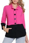 Multiples 3/4 Band Sleeve Wire Collar Jacket In Fuchsia In Pink