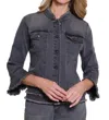 Multiples Embellished Denim Jacket In Grey In Gray