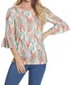 Multiples Scoop Neck Geometric Print Top In Multi In Multi