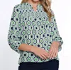 Multiples Ruffle Neck Print Top In Multi In Multi