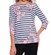 Multiples Floral Slub Knit Top In Blush In Multi