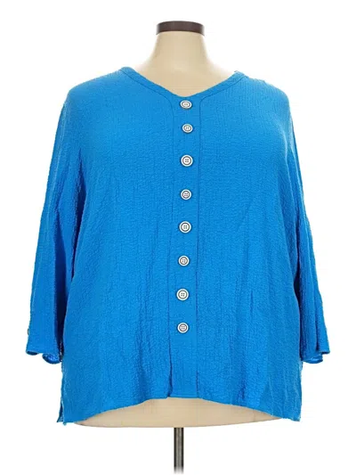 Pre-owned Multiples 3/4 Sleeve Blouse In Blue