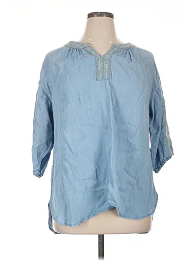 Multiples 3/4 Sleeve Blouse In Blue