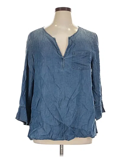 Pre-owned Multiples 3/4 Sleeve Blouse In Blue