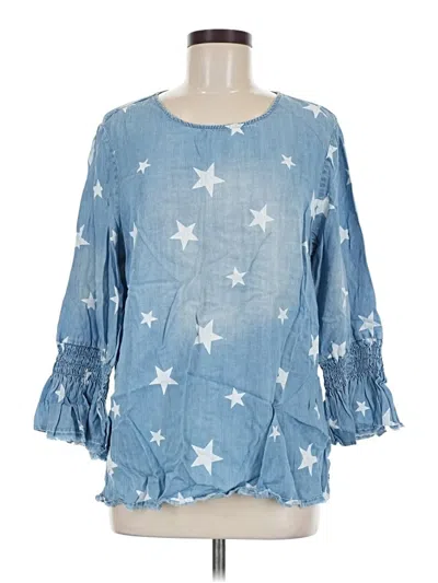 Pre-owned Multiples 3/4 Sleeve Blouse In Blue
