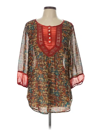 Pre-owned Multiples 3/4 Sleeve Blouse In Brown