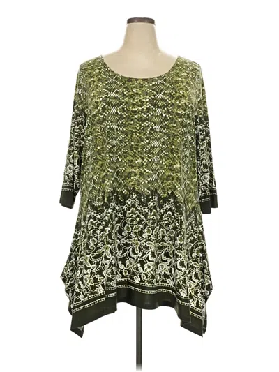 Pre-owned Multiples 3/4 Sleeve Blouse In Green