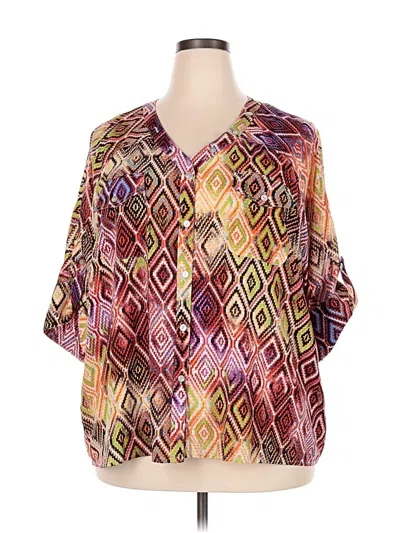 Pre-owned Multiples 3/4 Sleeve Blouse In Purple