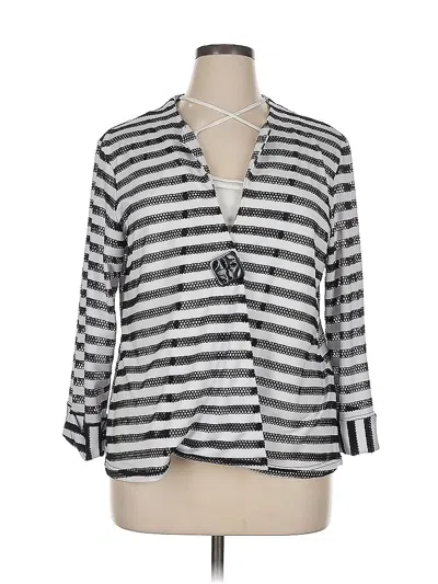 Pre-owned Multiples 3/4 Sleeve Blouse In Silver