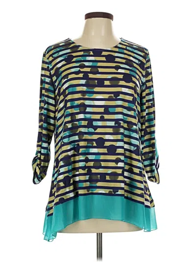 Pre-owned Multiples 3/4 Sleeve Blouse In Teal