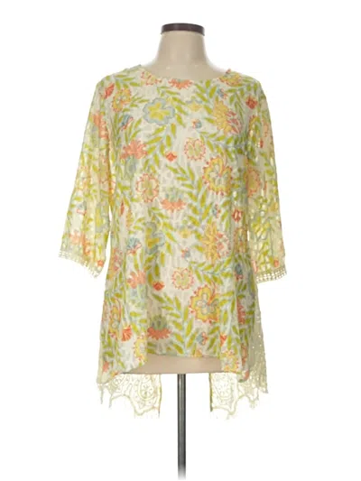 Pre-owned Multiples 3/4 Sleeve Blouse In Yellow