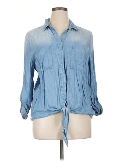 Pre-owned Multiples 3/4 Sleeve Button Down Shirt In Blue