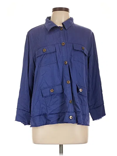 Pre-owned Multiples 3/4 Sleeve Button Down Shirt In Blue