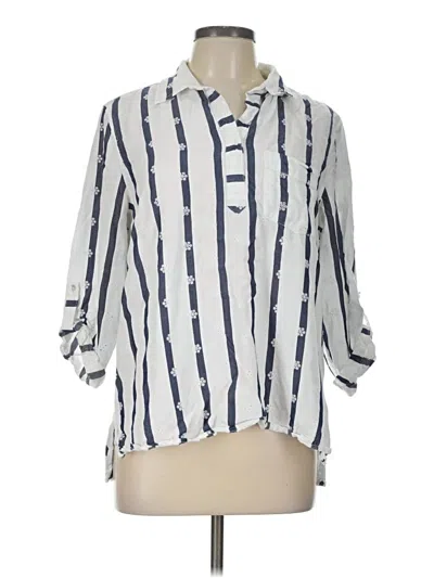 Pre-owned Multiples 3/4 Sleeve Button Down Shirt In Blue