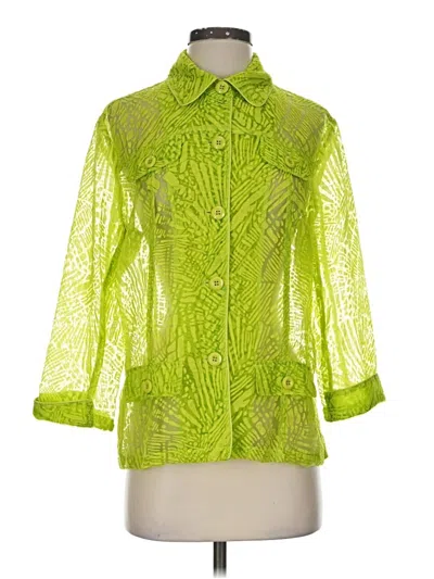 Pre-owned Multiples 3/4 Sleeve Button Down Shirt In Green