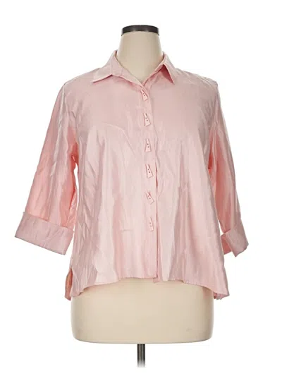 Multiples 3/4 Sleeve Button Down Shirt In Pink