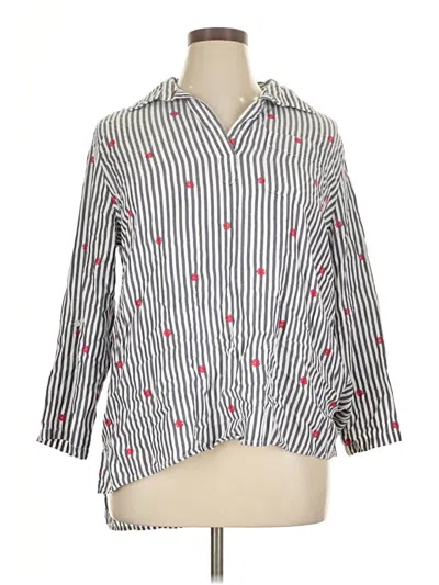 Pre-owned Multiples 3/4 Sleeve Button Down Shirt In Silver