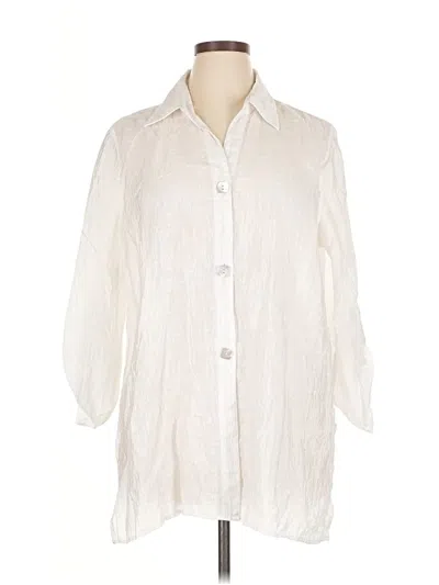 Pre-owned Multiples 3/4 Sleeve Button Down Shirt In White