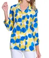 Multiples 3/4 Sleeve Button Tuck Shirt In Bright Royal/multi In Multi