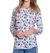 Multiples 3/4 Sleeve Drop Shoulder Bateau Top In Multi In Multi