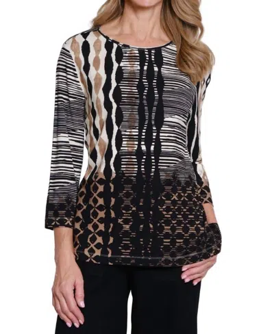 Multiples 3/4 Sleeve Embellished Top - Plus In Multi In Black