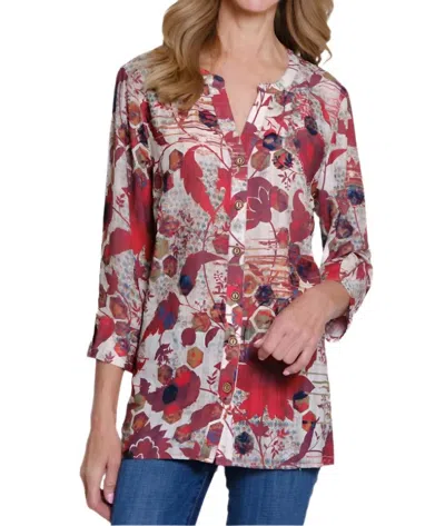 Multiples 3/4 Sleeve Hi-low Top In Multi